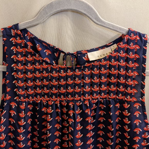 Kenar Sleeveless Navy with Red Anchor Nautical Blouse - Picture 2 of 7